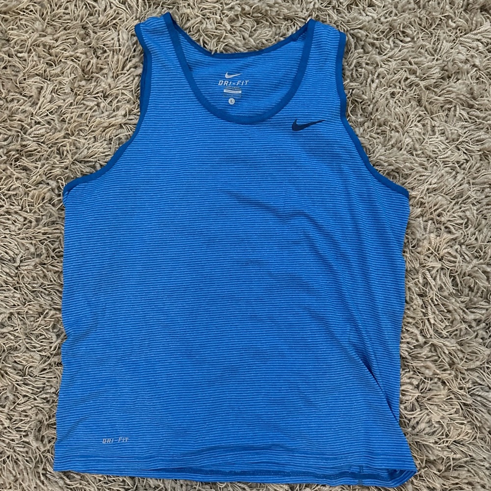 Nike Dri-Fit Miler Singlet Running Blue Tank Large